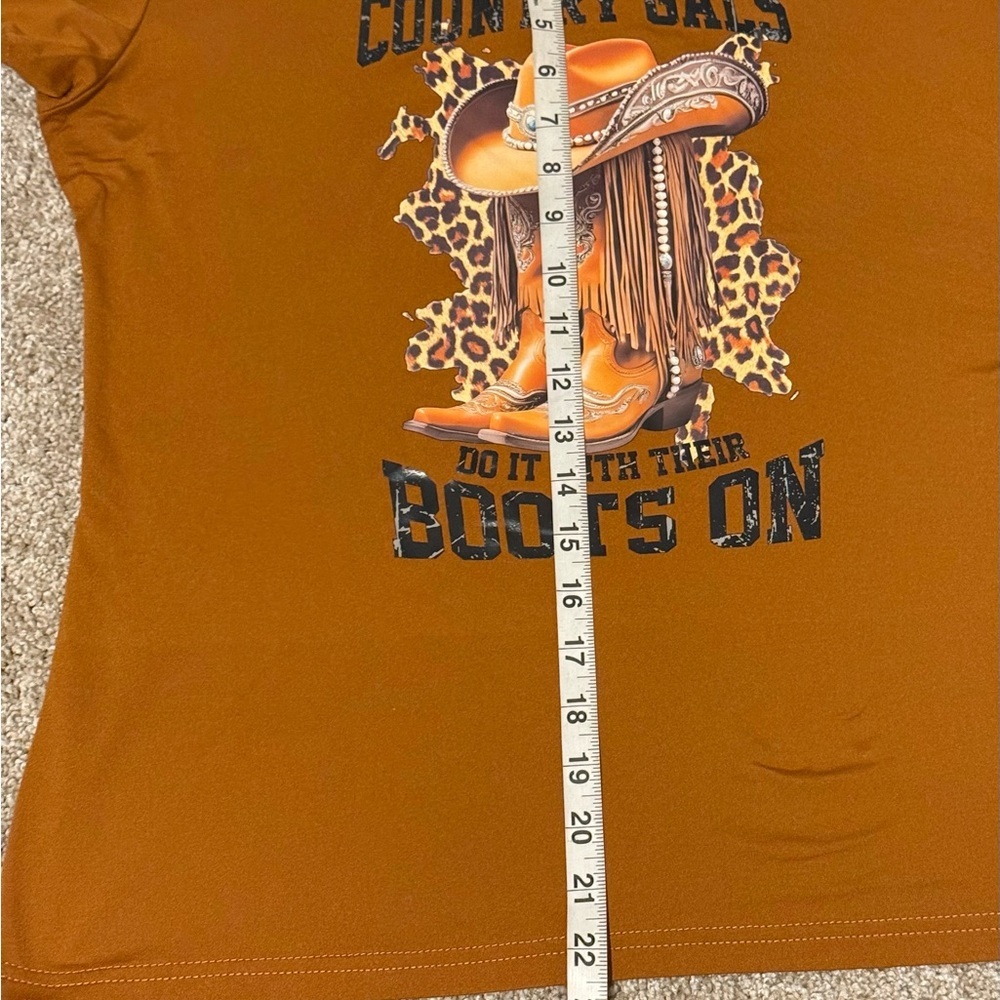 SHEIN Country-Themed Warm Brown T-Shirt COUNTRY WESTERN Sz L - Picture 8 of 12